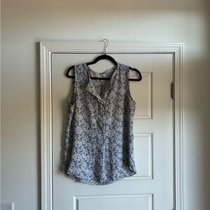 LOFT Blue and White Floral Blouse